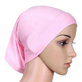 Women Hijabs Muslims Solid Color Cotton Cap Elastic