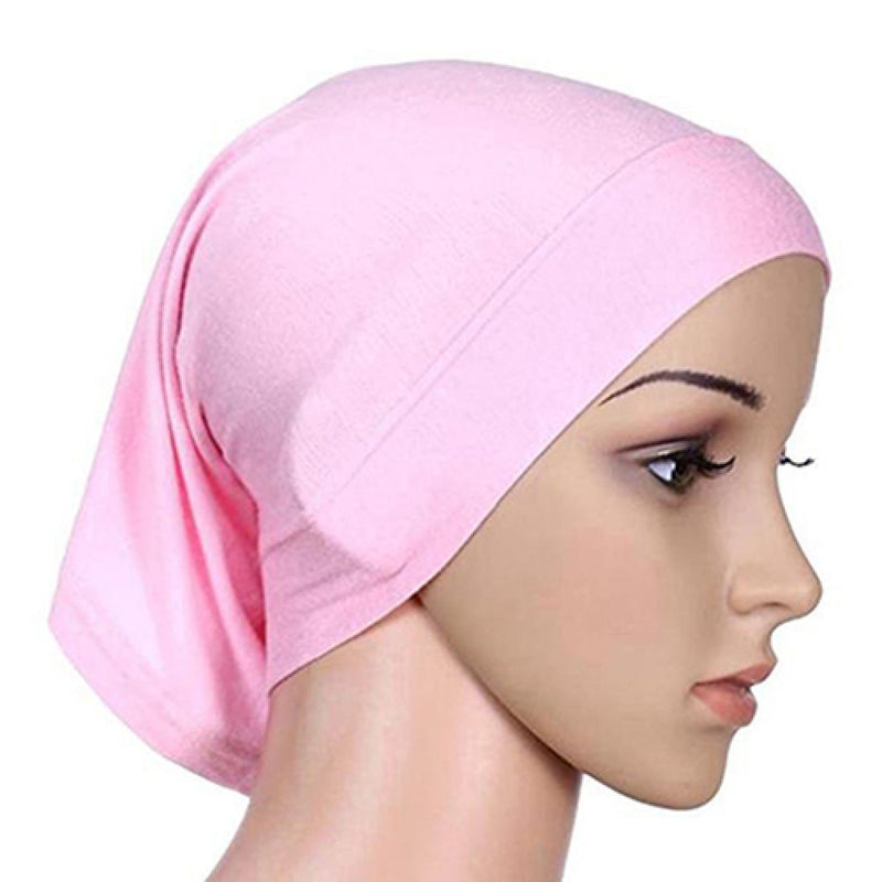 Women Hijabs Muslims Solid Color Cotton Cap Elastic