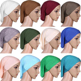 Women Hijabs Muslims Solid Color Cotton Cap Elastic