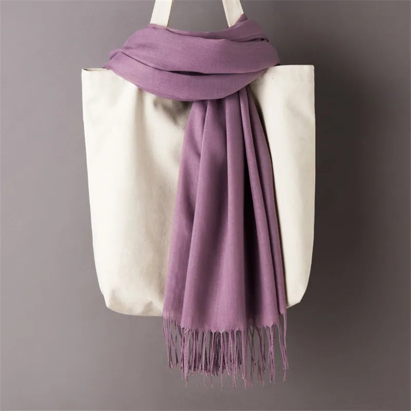 GYori Solid Color Women Scarf Winter Hijabs