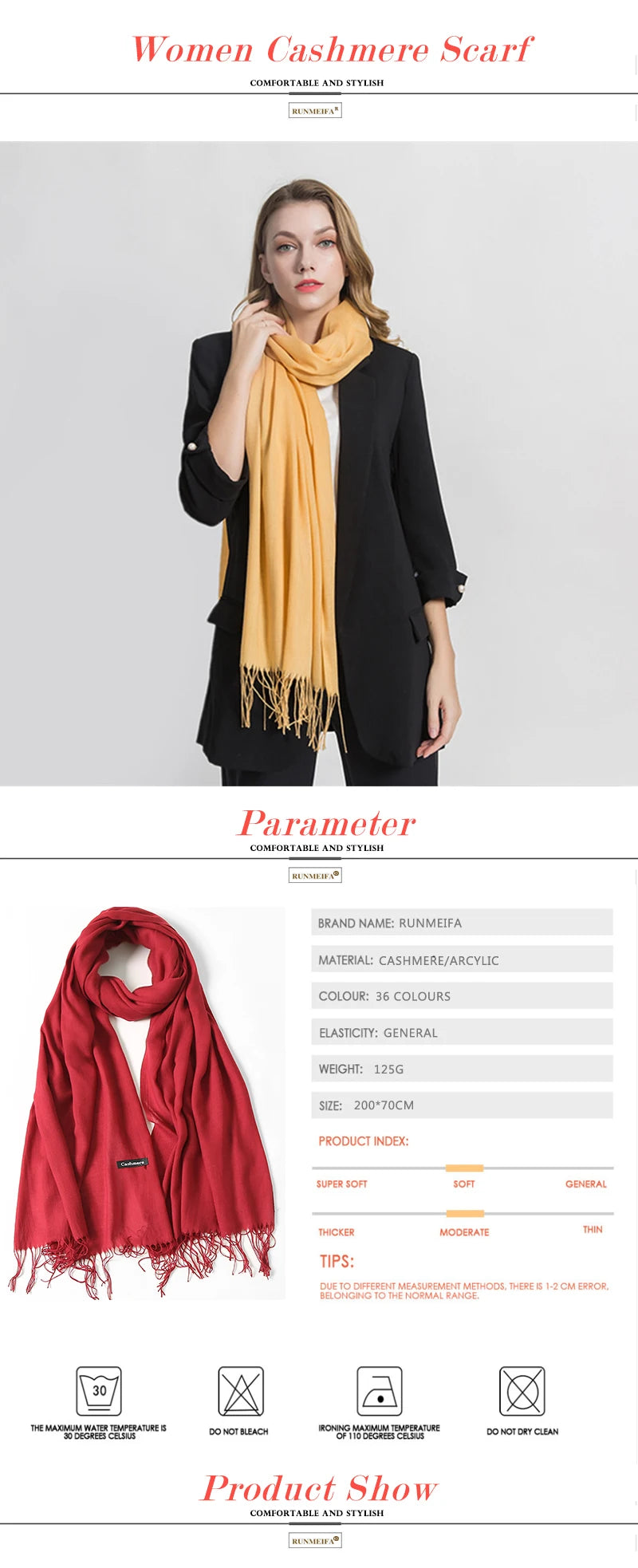 GYori Solid Color Women Scarf Winter Hijabs