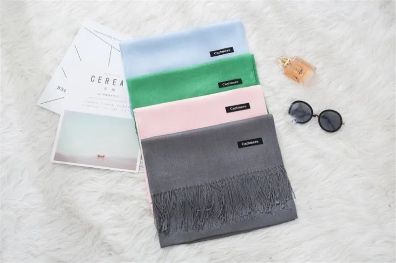 GYori Solid Color Women Scarf Winter Hijabs