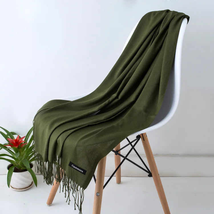GYori Solid Color Women Scarf Winter Hijabs