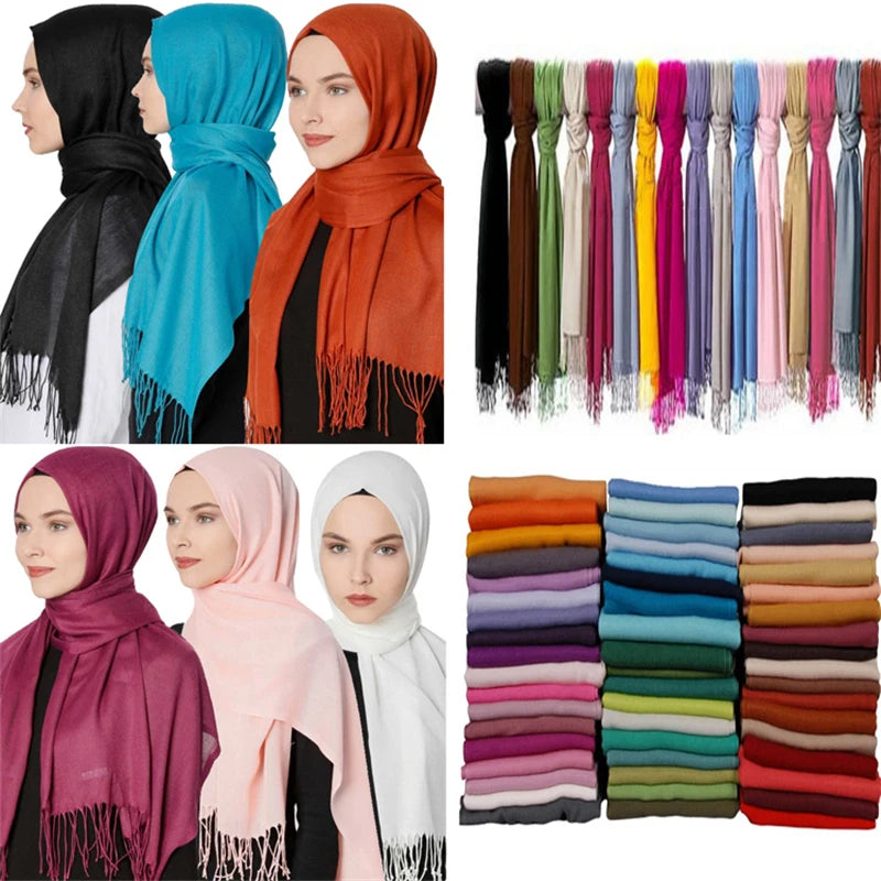 GYori Solid Color Women Scarf Winter Hijabs