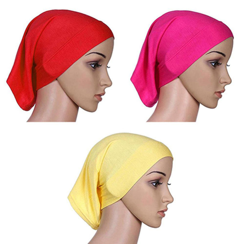 Women Hijabs Muslims Solid Color Cotton Cap Elastic