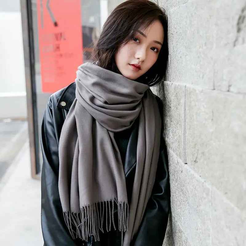 GYori Solid Color Women Scarf Winter Hijabs
