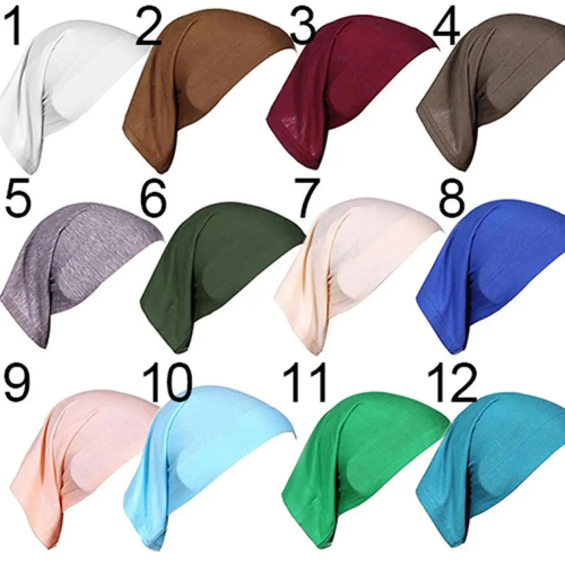 Women Hijabs Muslims Solid Color Cotton Cap Elastic
