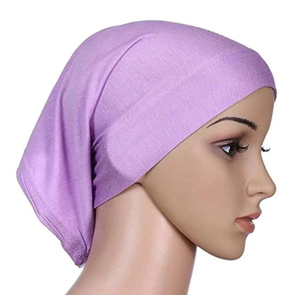 Women Hijabs Muslims Solid Color Cotton Cap Elastic
