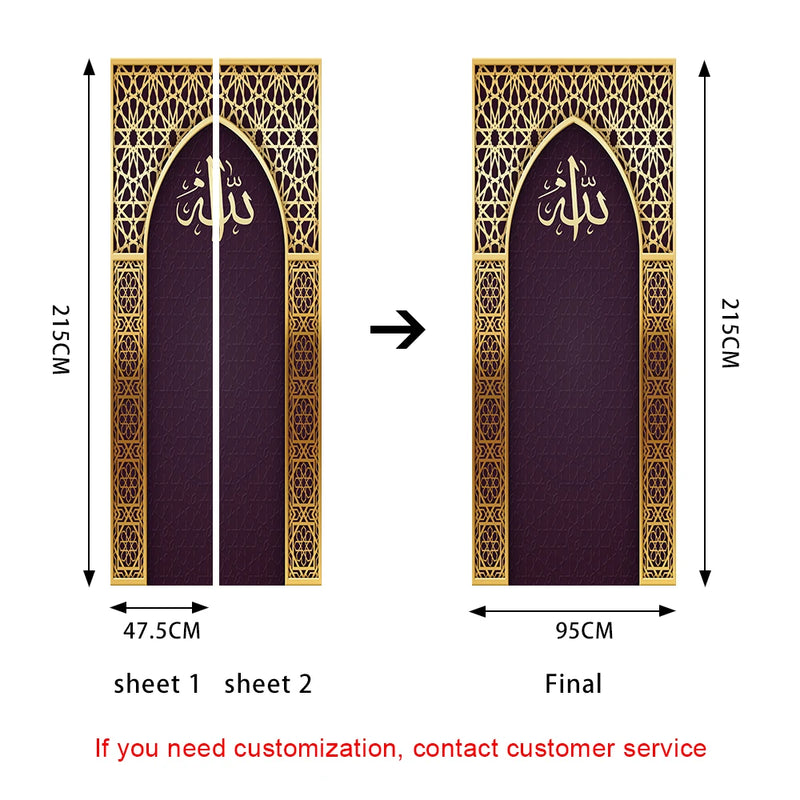 Arabic Style Religious Door frame Papier Peint Mural 3D Home Decor Living Room Door Wall Stickers Peel & Sticker Vinly Wallpaper