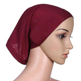 Women Hijabs Muslims Solid Color Cotton Cap Elastic