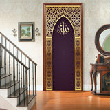 Arabic Style Religious Door frame Papier Peint Mural 3D Home Decor Living Room Door Wall Stickers Peel & Sticker Vinly Wallpaper