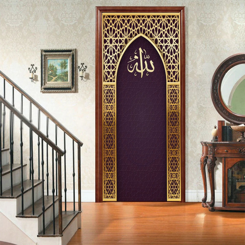 Arabic Style Religious Door frame Papier Peint Mural 3D Home Decor Living Room Door Wall Stickers Peel & Sticker Vinly Wallpaper