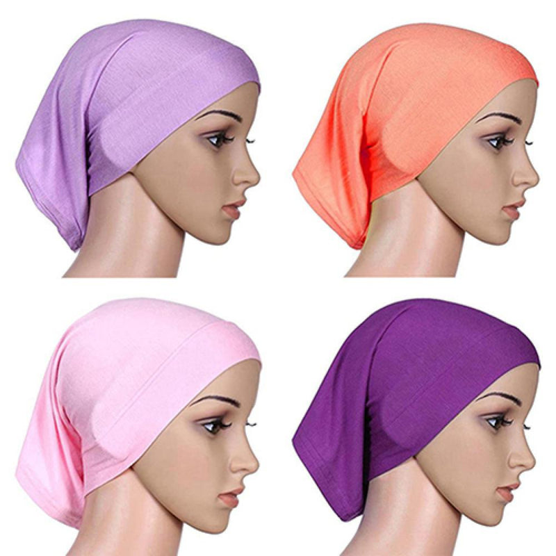 Women Hijabs Muslims Solid Color Cotton Cap Elastic