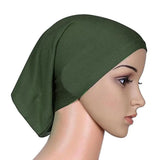 Women Hijabs Muslims Solid Color Cotton Cap Elastic
