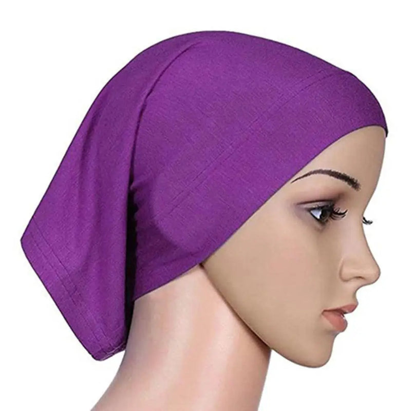 Women Hijabs Muslims Solid Color Cotton Cap Elastic
