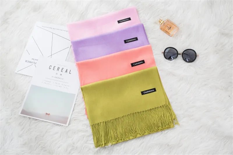 GYori Solid Color Women Scarf Winter Hijabs