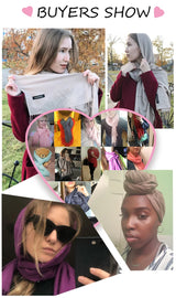 GYori Solid Color Women Scarf Winter Hijabs