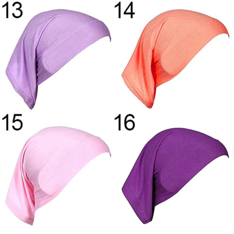Women Hijabs Muslims Solid Color Cotton Cap Elastic