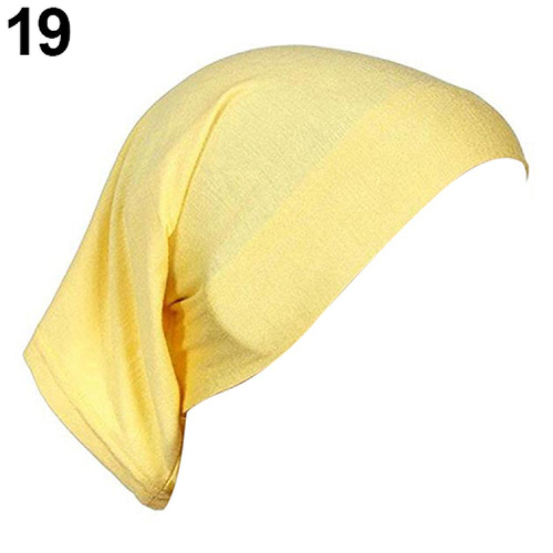 Women Hijabs Muslims Solid Color Cotton Cap Elastic