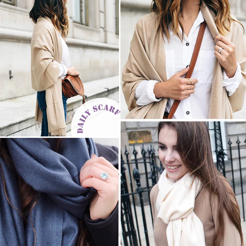 GYori Solid Color Women Scarf Winter Hijabs