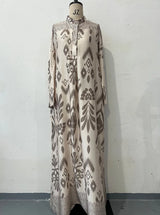 Ramadan Eid Muslim Women Print Dress Jalabiya Arabic