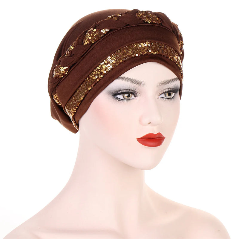 Women Fashion Braid Hijabs Muslim Turban Elegant