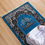 Women Men Muslim Prayer Rug Worship Kneel Printed Floor