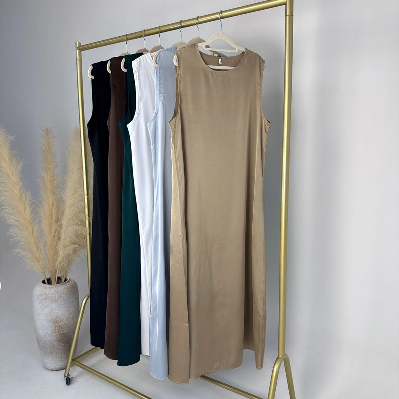 Fashion Silky Inside dress Muslim Dresses Sleeveless