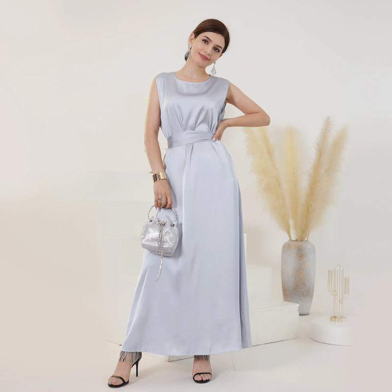 Fashion Silky Inside dress Muslim Dresses Sleeveless