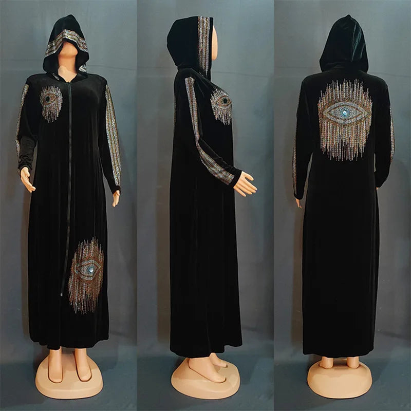 Long Sleeved Hooded Muslim Dress