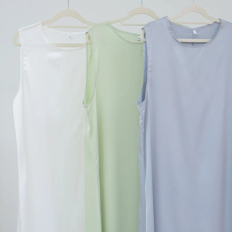 Fashion Silky Inside dress Muslim Dresses Sleeveless