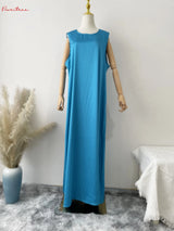 Fashion Silky Inside dress Muslim Dresses Sleeveless