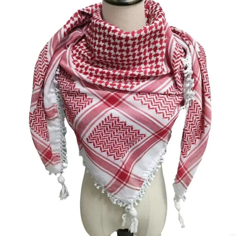 Y3NE Fringed Arab Scarf Shemagh Head Wrap Arabian Desert Headscarf Ethnic Headwear
