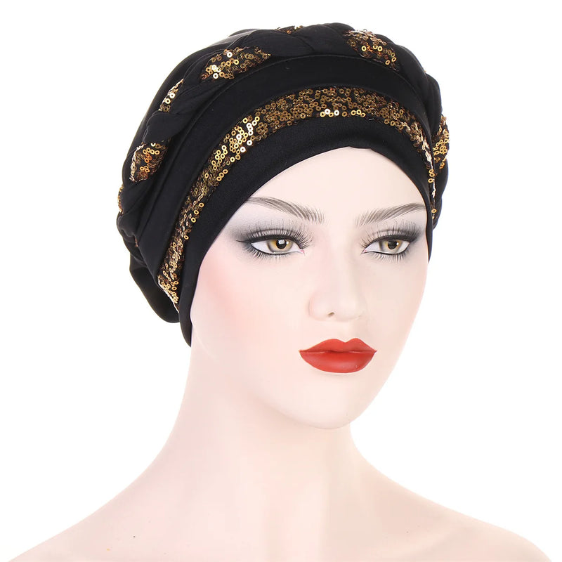 Women Fashion Braid Hijabs Muslim Turban Elegant