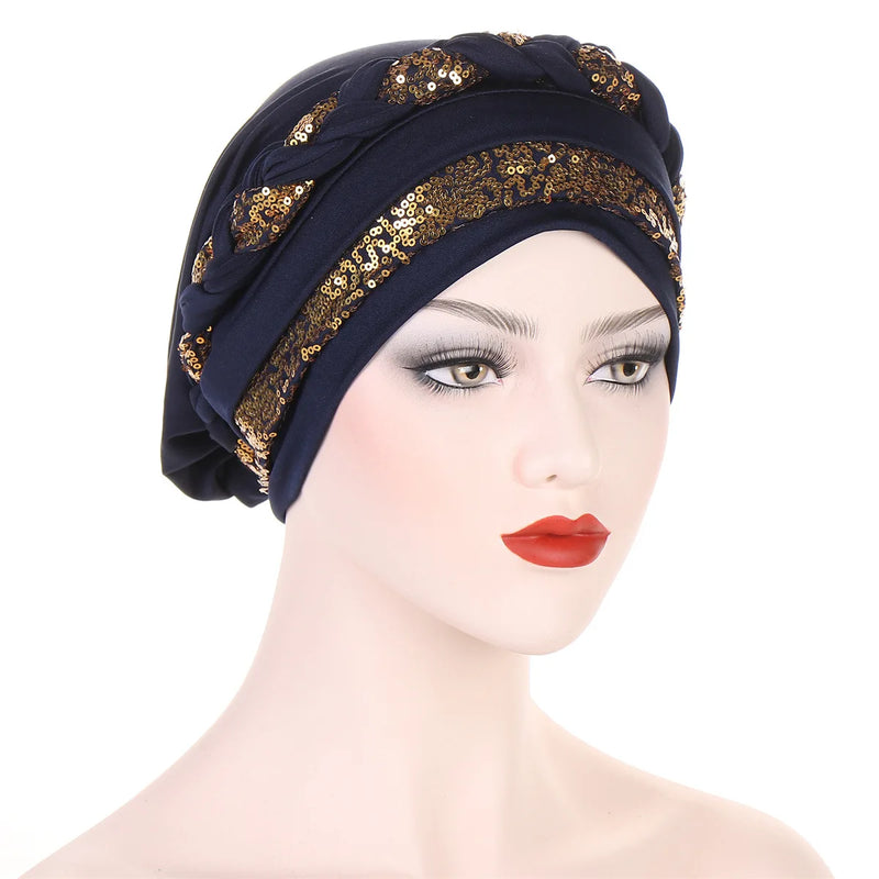 Women Fashion Braid Hijabs Muslim Turban Elegant
