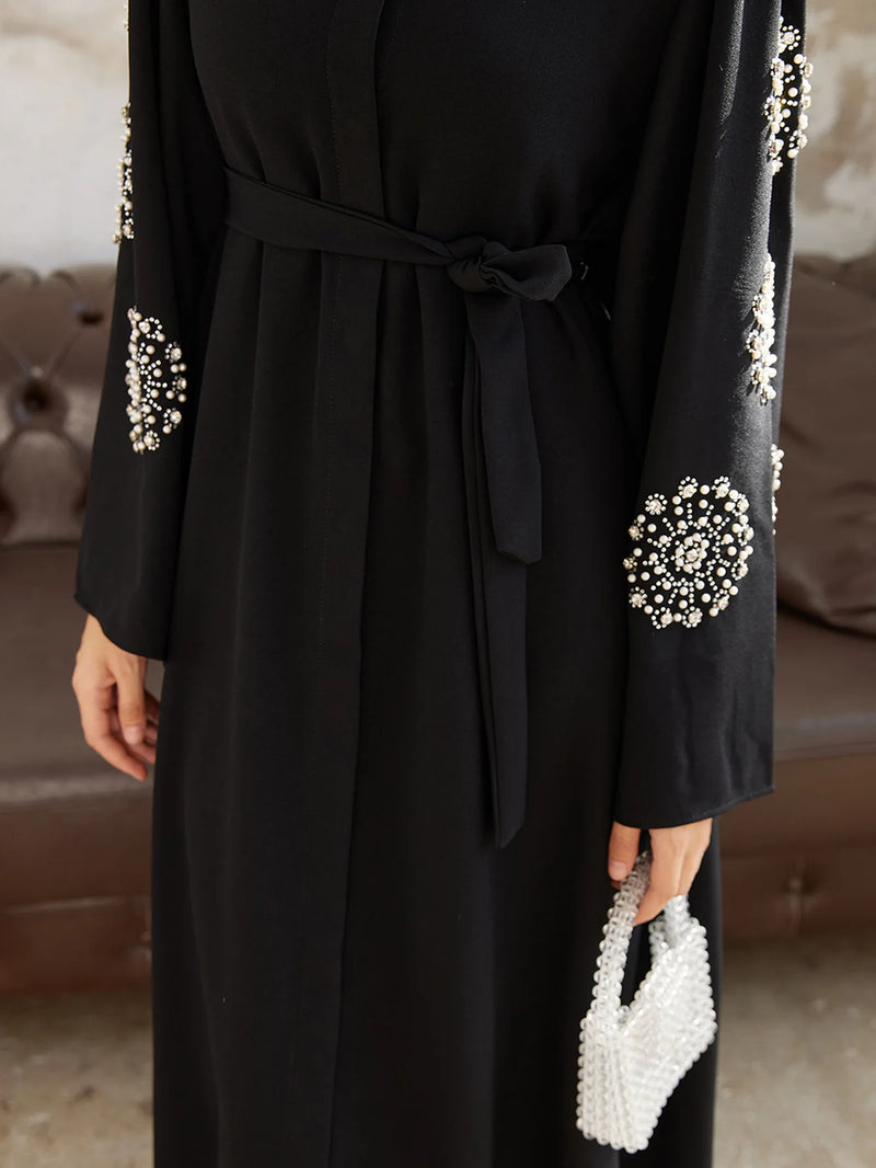Dubai Women Muslim Abaya Beaded Maxi Dress Turkey Kaftan Modest Eid Ramadan Robe Musulmane Arab Caftan Islamic Clothing Vestido