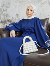 Dubai Women Muslim Abaya Beaded Maxi Dress Turkey Kaftan Modest Eid Ramadan Robe Musulmane Arab Caftan Islamic Clothing Vestido