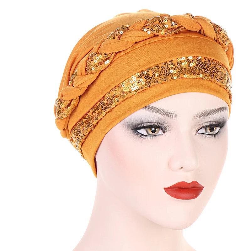 Women Fashion Braid Hijabs Muslim Turban Elegant