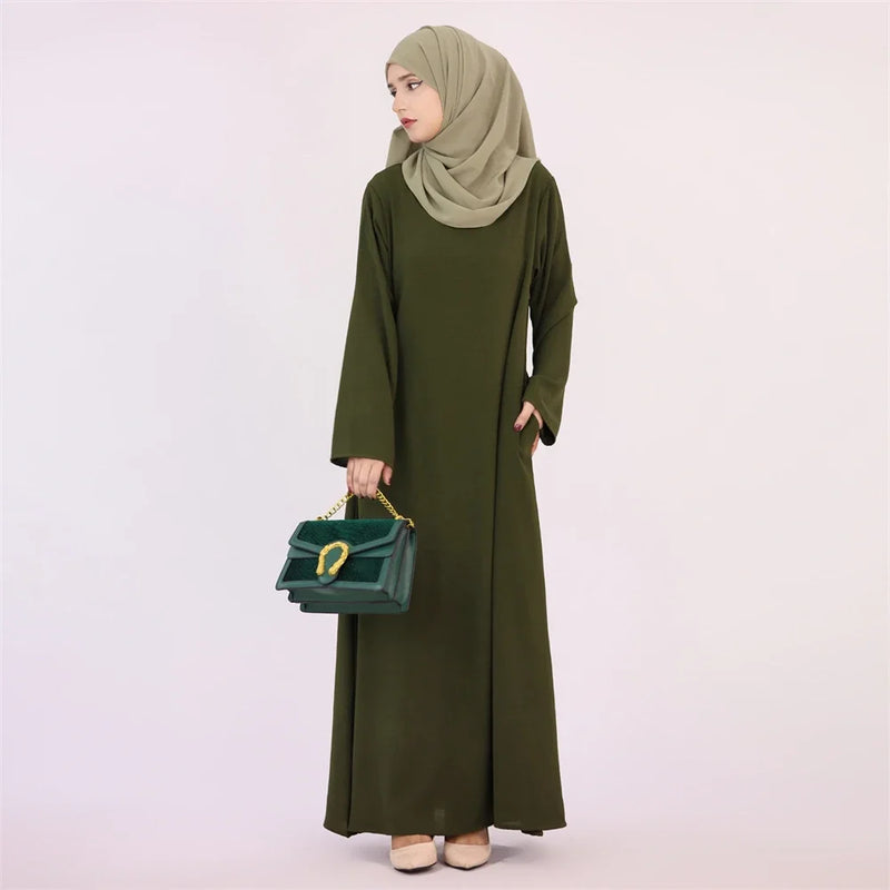 Abaya Muslim Kaftan with Pockets for Women