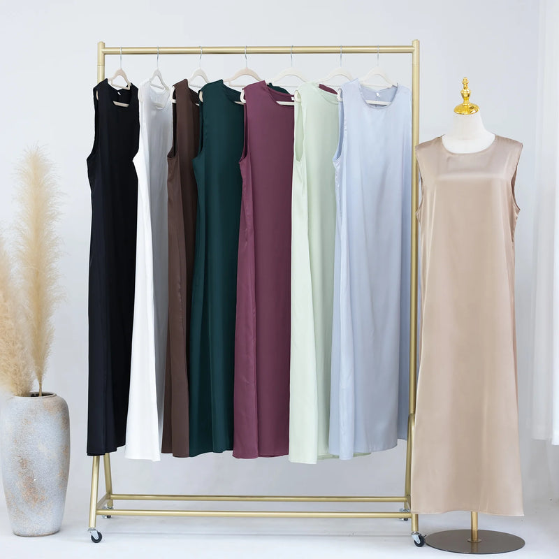 Fashion Silky Inside dress Muslim Dresses Sleeveless