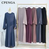 2025 Ramadan Arabic Muslim Woman Modest Dress Elegant Dubai Plain Abaya Islamic Church Clothing Fashion Loose Turkey Solid Robe