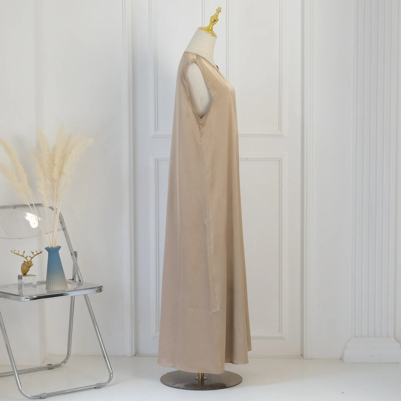 Fashion Silky Inside dress Muslim Dresses Sleeveless