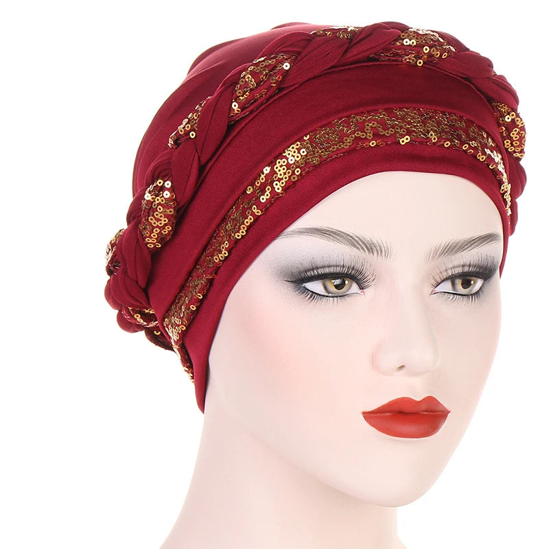 Women Fashion Braid Hijabs Muslim Turban Elegant