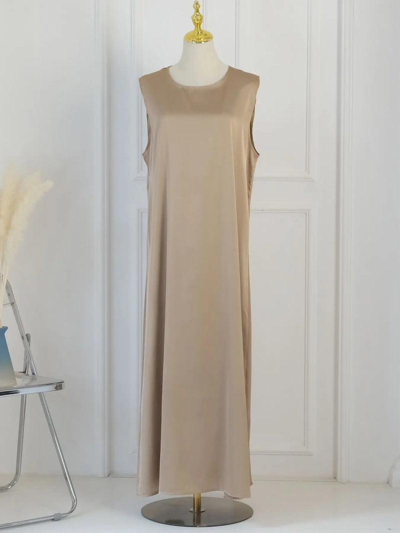 Fashion Silky Inside dress Muslim Dresses Sleeveless