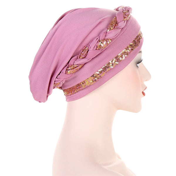 Women Fashion Braid Hijabs Muslim Turban Elegant