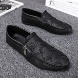 Black Round Toe Slip-on Leather Shoes for Men Classic Original Elegant Designer Legitimate 2025 Trend Sale Retro Man Casual Shoe