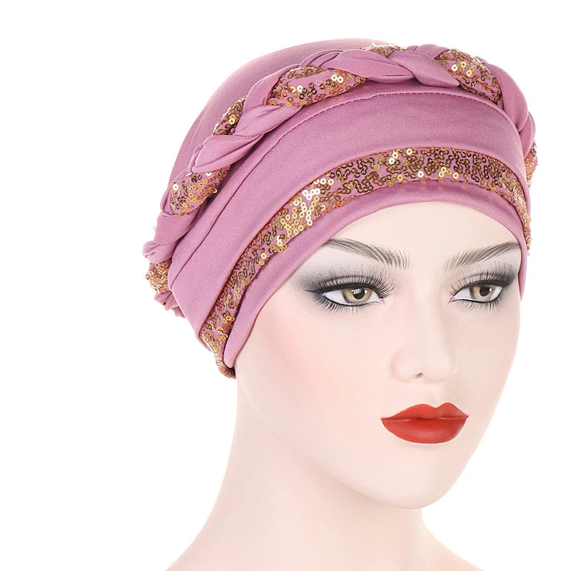 Women Fashion Braid Hijabs Muslim Turban Elegant
