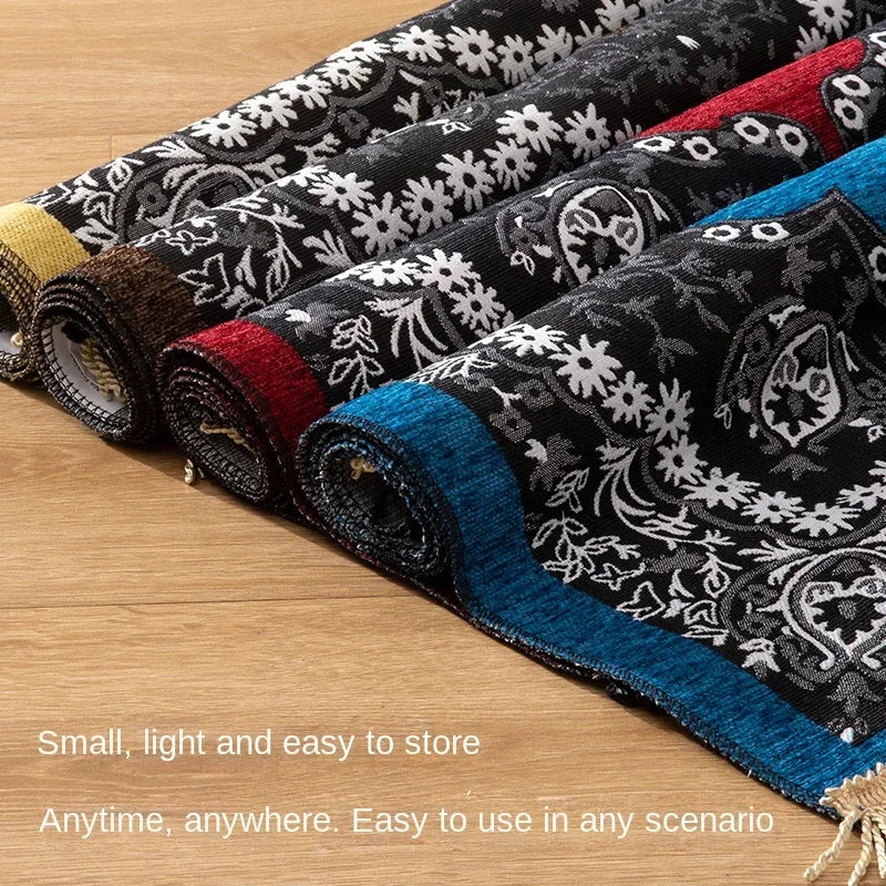 Women Men Muslim Prayer Rug Worship Kneel Printed Floor