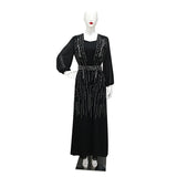 In 2025, Muslim Women's Abayas in Dubai. Arabian Abayas, Fashionable Evening Dresses with Rhinestones and A Belt, Long Gowns.