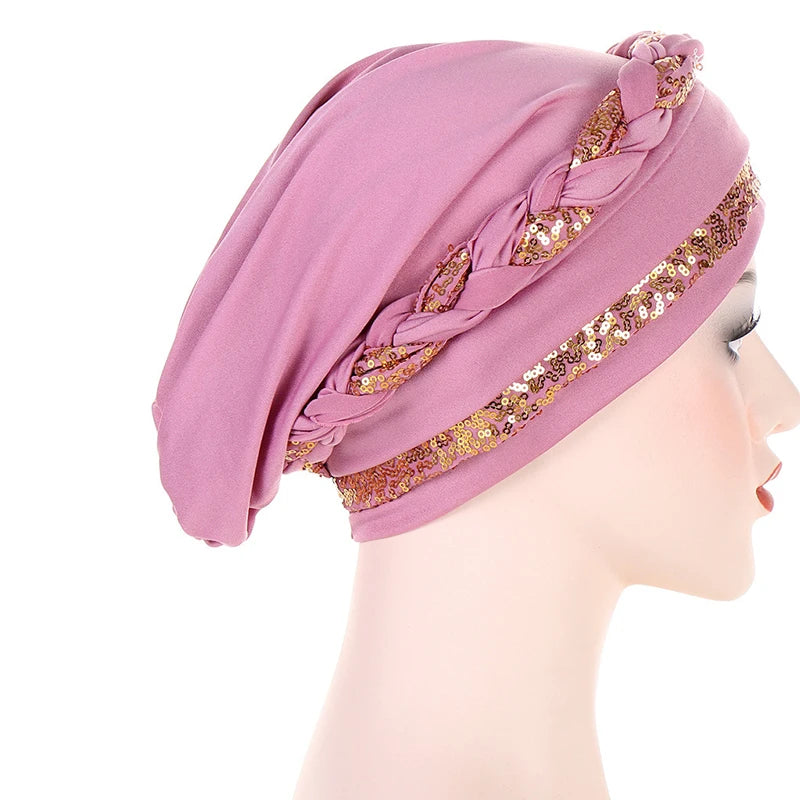 Women Fashion Braid Hijabs Muslim Turban Elegant